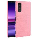 Shockproof Crocodile Texture PC + PU Case For Sony Xperia 5(Pink) - 1