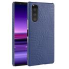 Shockproof Crocodile Texture PC + PU Case For Sony Xperia 5(Blue) - 1