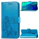 Lucky Clover Pressed Flowers Pattern Leather Case for OPPO Reno 10x Zoom, with Holder & Card Slots & Wallet & Hand Strap(Blue) - 1