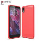 Brushed Texture Carbon Fiber TPU Case for MOTO E6(Red) - 1