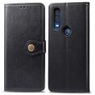 Retro Solid Color Leather Buckle Mobile Phone Protection Leather Case with Lanyard & Photo Frame & Card Slot & Wallet & Bracket Function for Motorola Moto P40(Black) - 1