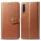 Retro Solid Color Leather Buckle Mobile Phone Protection Leather Case with Lanyard & Photo Frame & Card Slot & Wallet & Bracket Function for Huawei Honor 9X(Brown) - 1