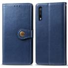 Retro Solid Color Leather Buckle Mobile Phone Protection Leather Case with Lanyard & Photo Frame & Card Slot & Wallet & Bracket Function for Huawei Honor 9X(Blue) - 1