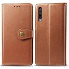 Retro Solid Color Leather Buckle Mobile Phone Protection Leather Case with Lanyard & Photo Frame & Card Slot & Wallet & Bracket Function for Huawei Honor 9X Pro(Brown) - 1