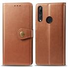 Retro Solid Color Leather Buckle Mobile Phone Protection Leather Case with Lanyard & Photo Frame & Card Slot & Wallet & Bracket Function for Huawei Y9 Prime 2019(Brown) - 1