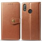 Retro Solid Color Leather Buckle Mobile Phone Protection Leather Case with Lanyard & Photo Frame & Card Slot & Wallet & Bracket Function for OPPO Realme 3 Pro(Brown) - 1