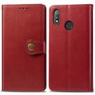 Retro Solid Color Leather Buckle Mobile Phone Protection Leather Case with Lanyard & Photo Frame & Card Slot & Wallet & Bracket Function for OPPO Realme 3 Pro(Red) - 1