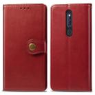 Retro Solid Color Leather Buckle Mobile Phone Protection Leather Case with Lanyard & Photo Frame & Card Slot & Wallet & Bracket Function for OPPO F11 Pro / A9X(Red) - 1