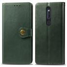 Retro Solid Color Leather Buckle Mobile Phone Protection Leather Case with Lanyard & Photo Frame & Card Slot & Wallet & Bracket Function for OPPO F11 Pro / A9X(Green) - 1