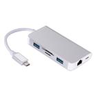 6 in 1 Type C USB 3.0 Hubs Type-C to 2xUSB3.0 RJ45 SD TF Card PD Charging Port Adapter Cable Converter for Laptop Macbook(silver) - 1