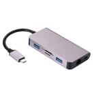 6 in 1 Type C USB 3.0 Hubs Type-C to 2xUSB3.0 RJ45 SD TF Card PD Charging Port Adapter Cable Converter for Laptop Macbook(gray) - 1