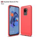 Brushed Texture Carbon Fiber TPU Case for Huawei Nova 5i Pro(Red) - 1