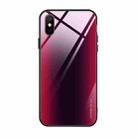 For iPhone X / XS Mocolo Gradient Color Glass Phone Case (Dark Red Black) - 1