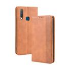 Magnetic Buckle Retro Crazy Horse Texture Horizontal Flip Leather Case fo Vivo Y17 / Y15 / Y3, with Holder & Card Slots & Photo Frame(Brown) - 1