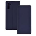 Electric Pressed Plain Texture Ultra-thin Magnetic Suction TPU + PU Leather Case with Holder & Card Slot for Galaxy Note10(Blue) - 1