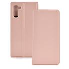 Electric Pressed Plain Texture Ultra-thin Magnetic Suction TPU + PU Leather Case with Holder & Card Slot for Galaxy Note10(Rose gold) - 1