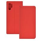 Electric Pressed Plain Texture Ultra-thin Magnetic Suction TPU + PU Leather Case with Holder & Card Slot for Galaxy Note10+ (Red) - 1