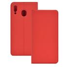 Electric Pressed Plain Texture Ultra-thin Magnetic Suction TPU + PU Leather Case with Holder & Card Slot for Galaxy M20(Red) - 1