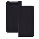 Electric Pressed Plain Texture Ultra-thin Magnetic Suction TPU + PU Leather Case with Holder & Card Slot for Galaxy A80(Black) - 1