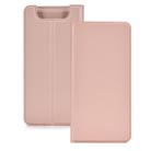 Electric Pressed Plain Texture Ultra-thin Magnetic Suction TPU + PU Leather Case with Holder & Card Slot for Galaxy A80(Rose gold) - 1