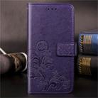For LG W10 Lucky Clover Pressed Flowers Pattern Leather Case , with Holder & Card Slots & Wallet & Hand Strap(Purple) - 1
