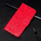 For iPhone 11 Lace Flower Embossing Pattern Horizontal Flip Leather Case , with Holder & Card Slots & Wallet & Photo Frame & Lanyard(Red) - 1