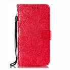 Lace Flower Embossing Pattern Horizontal Flip Leather Case for Moto P40 Power, with Holder & Card Slots & Wallet & Photo Frame & Lanyard(Red) - 1