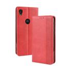 Magnetic Buckle Retro Crazy Horse Texture Horizontal Flip Leather Case for Motorola Moto E6,with Holder & Card Slots & Photo Frame(Red) - 1