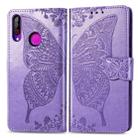 Butterfly Love Flowers Embossing Horizontal Flip Leather Case For LG W30  with Holder & Card Slots & Wallet & Lanyard(Light Purple) - 1