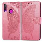 Butterfly Love Flowers Embossing Horizontal Flip Leather Case For LG W30  with Holder & Card Slots & Wallet & Lanyard(Pink) - 1