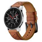 For Samsung Galaxy Watch Active 20mm Leather Eyelet Sport Watch Band (All Brown) - 1