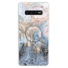 3D Marble Soft Silicone TPU Case Cover Bracket For Galaxy S10+(Gold Ash) - 1