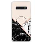 3D Marble Soft Silicone TPU Case Cover Bracket For Galaxy S10+(Black and White Powder) - 1