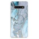 3D Marble Soft Silicone TPU Case Cover Bracket For Galaxy S10+(Silver Blue) - 1