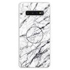 3D Marble Soft Silicone TPU Case Cover Bracket For Galaxy S10+(White) - 1