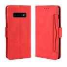 Wallet Style Skin Feel Calf Pattern Leather Case for Galaxy S10+, with Separate Card Slot(Red) - 1