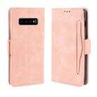 Wallet Style Skin Feel Calf Pattern Leather Case for Galaxy S10+, with Separate Card Slot(Pink) - 1