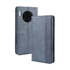 Magnetic Buckle Retro Crazy Horse Texture Horizontal Flip Leather Case for Huawei Mate 30  , with Holder & Card Slots & Photo Frame(Blue) - 1