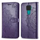 For Huawei Mate 30 Lite / Nova 5i Pro Halfway Mandala Embossing Pattern Horizontal Flip Leather Case with Holder & Card Slots & Wallet & Photo Frame & Lanyard(Purple) - 1