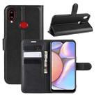 For Galaxy A10s Litchi Texture Horizontal Flip Leather Case with Wallet & Holder & Card Slots(Black) - 1