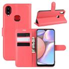 For Galaxy A10s Litchi Texture Horizontal Flip Leather Case with Wallet & Holder & Card Slots(Red) - 1