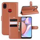 For Galaxy A10s Litchi Texture Horizontal Flip Leather Case with Wallet & Holder & Card Slots(Brown) - 1