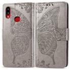 For Galaxy A10s Butterfly Love Flowers Embossing Horizontal Flip Leather Case with Holder & Card Slots & Wallet & Lanyard(Gray) - 1