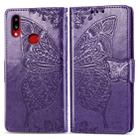 For Galaxy A10s Butterfly Love Flowers Embossing Horizontal Flip Leather Case with Holder & Card Slots & Wallet & Lanyard(Dark Purple) - 1