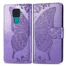 For Huawei Mate 30 Lite / Nova 5i Pro Butterfly Love Flowers Embossing Horizontal Flip Leather Case with Holder & Card Slots & Wallet & Lanyard(Light Purple) - 1