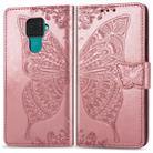 For Huawei Mate 30 Lite / Nova 5i Pro Butterfly Love Flowers Embossing Horizontal Flip Leather Case with Holder & Card Slots & Wallet & Lanyard(Rose Gold) - 1