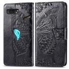 For Asus ROG Phone II 2 ZS660K Butterfly Love Flowers Embossing Horizontal Flip Leather Case with Holder & Card Slots & Wallet & Lanyard(Black) - 1