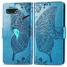For Asus ROG Phone II 2 ZS660K Butterfly Love Flowers Embossing Horizontal Flip Leather Case with Holder & Card Slots & Wallet & Lanyard(Blue) - 1