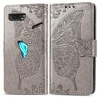 For Asus ROG Phone II 2 ZS660K Butterfly Love Flowers Embossing Horizontal Flip Leather Case with Holder & Card Slots & Wallet & Lanyard(Gray) - 1