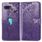 For Asus ROG Phone II 2 ZS660K Butterfly Love Flowers Embossing Horizontal Flip Leather Case with Holder & Card Slots & Wallet & Lanyard(Dark Purple) - 1